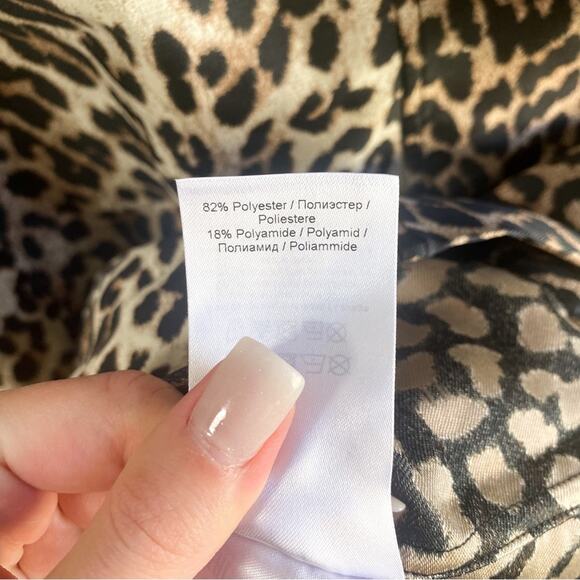 NWT Ganni Leopard Jacquard Puff Sleeve Mini Dress - Picture 9 of 9